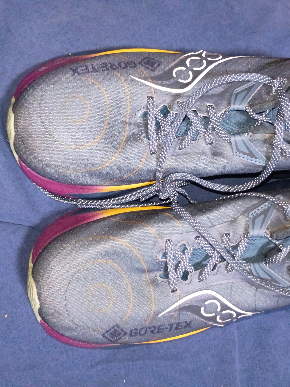 Saucony Men's Athletic Shoes in Gray with Burgundy and Yellow Accents
